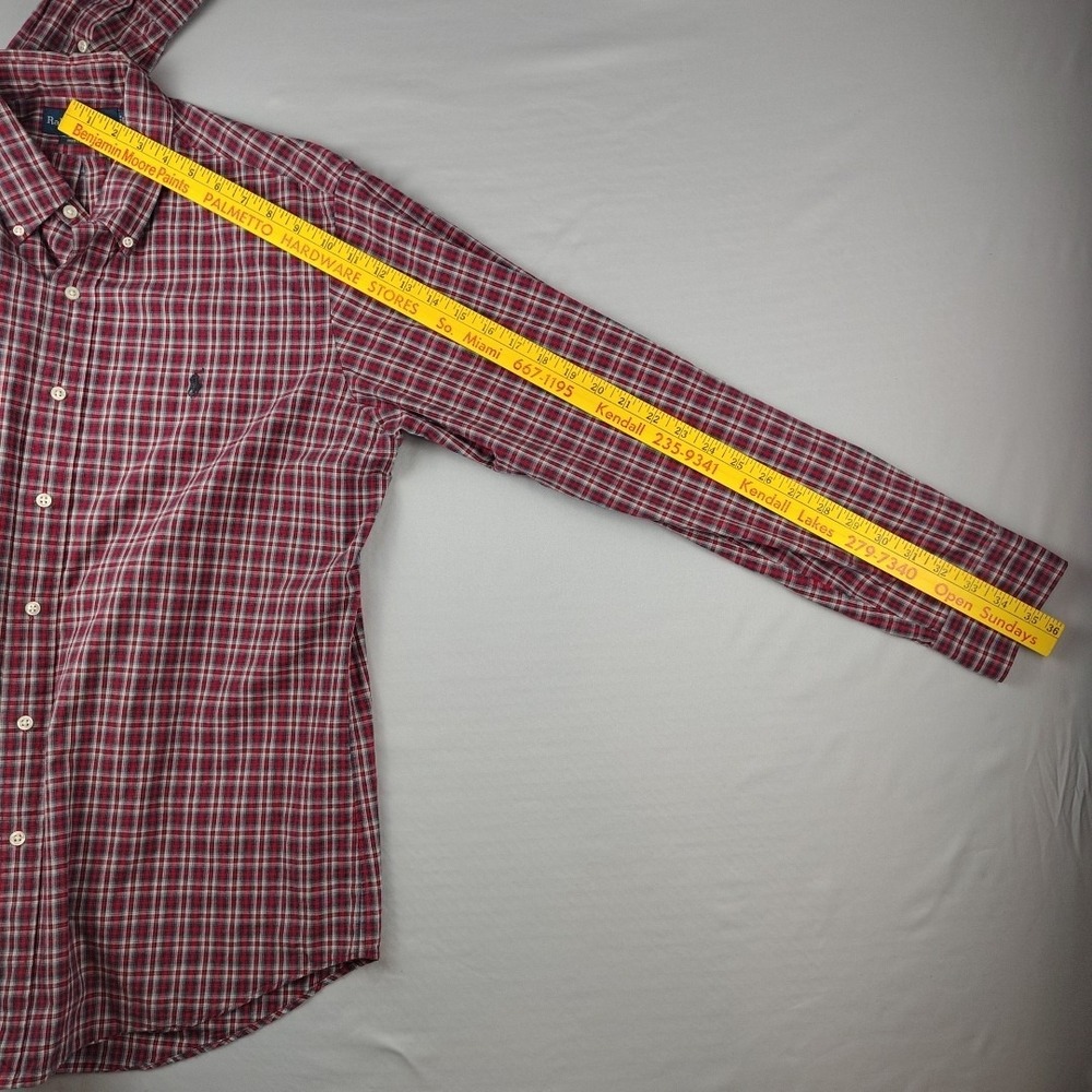 Ralph Lauren Custom Fit Red Plaid Button-Down Shirt Mens Large Long Sleeve EUC - Picture 13 of 16